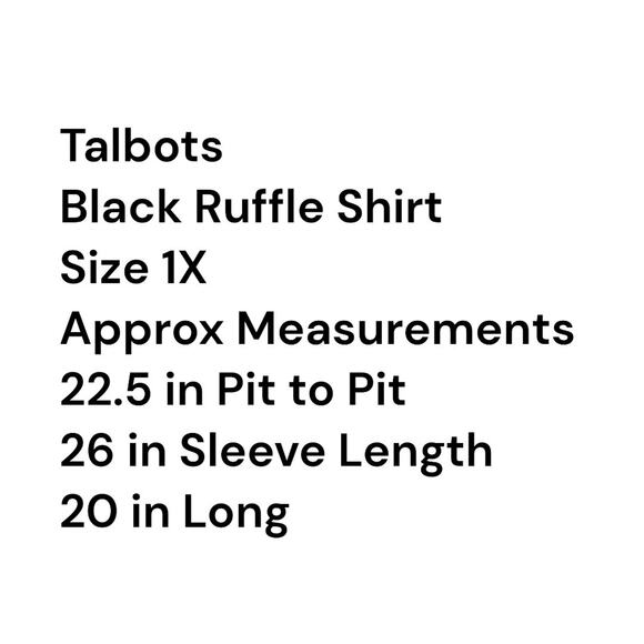 Talbots Women's Plus 1X Black Scoop-Neck Ruffles 3/4 Sleeves Top Tunic Comfort - Picture 2 of 9